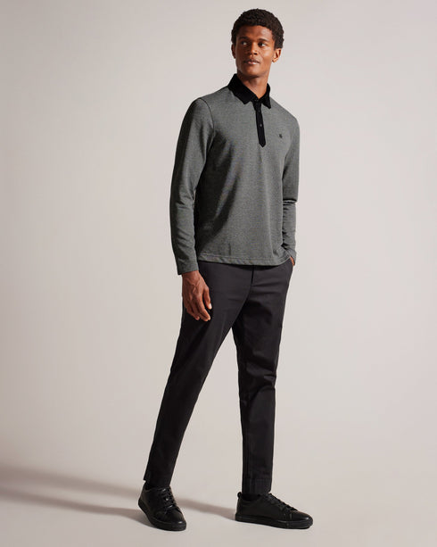 RAZEN-Tops-Ls Woven Collar Textured Polo- Ted Baker Romania